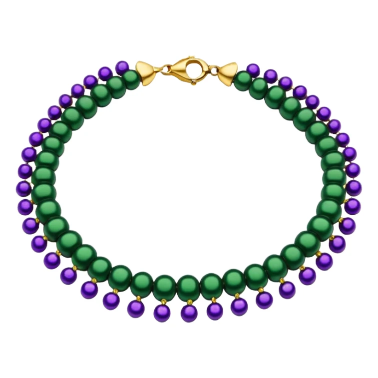 bead collar with alternating purple green and gold beads sticker
