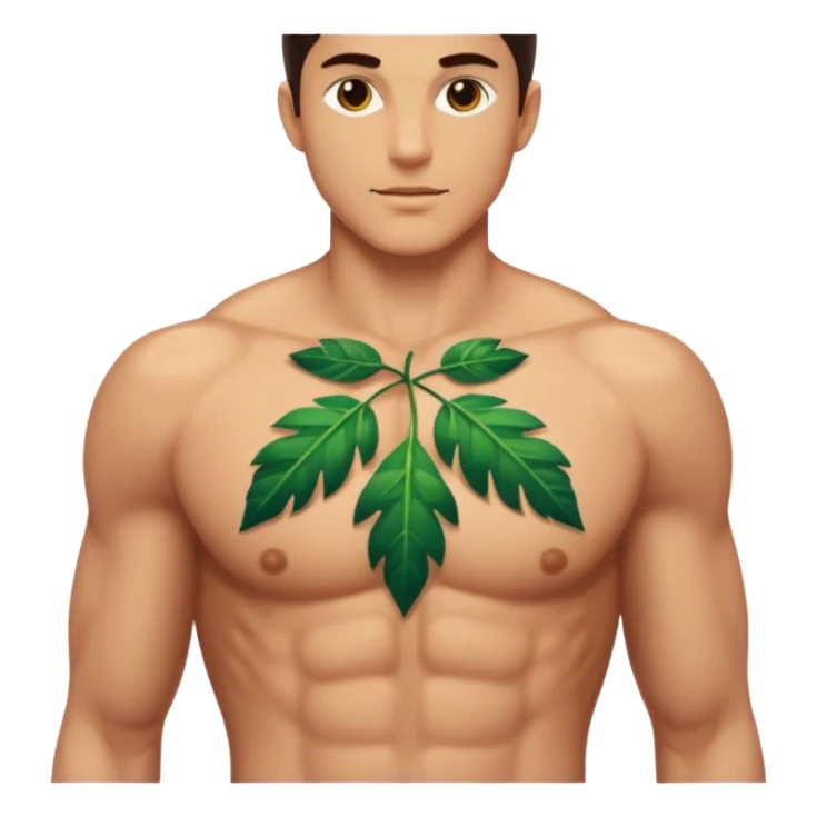 close up male abs and chest with leaf shadows and crystal reflections sticker