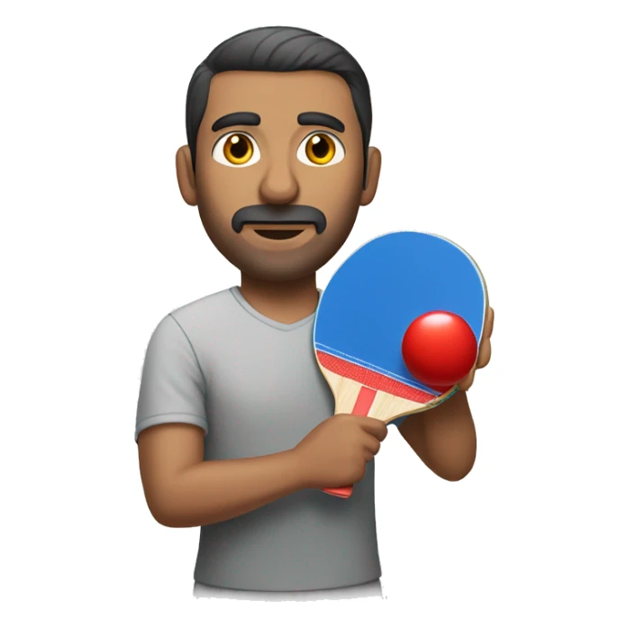 Turkish man with short hair holding a ping pong bat sticker