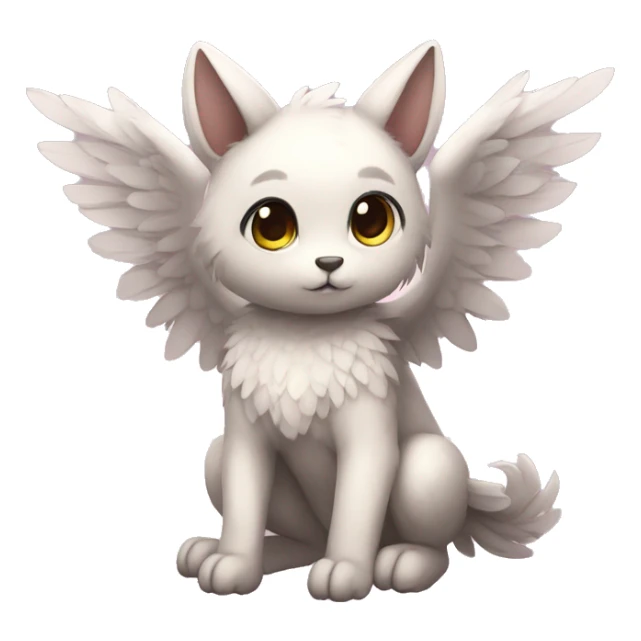 Anthro shy cute kawaii winged animal hybrid full body sticker