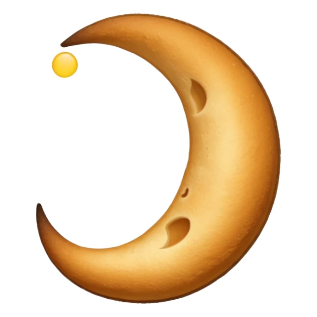 elongated  in the shape of a crescent moon crouton without a face sticker