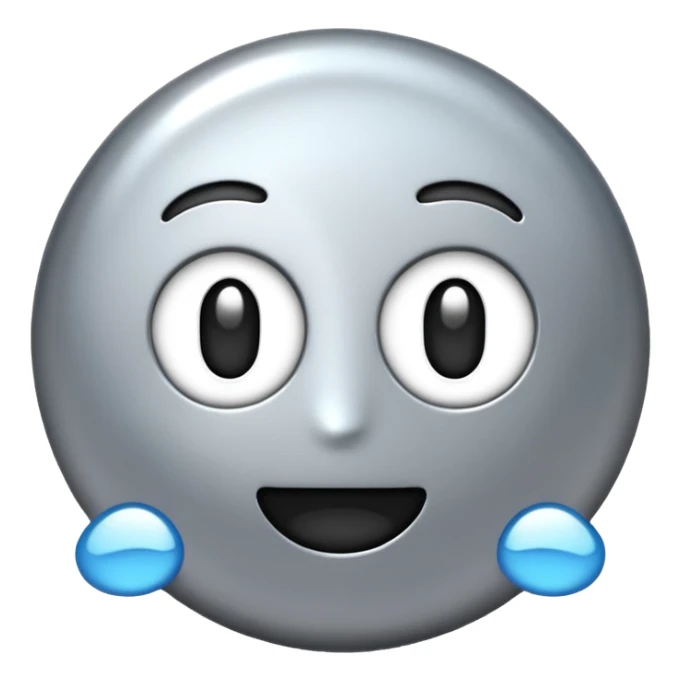 Silver chrome sparkle emoji, iOS emoji style, minimal shape, glossy metallic shine, clean background, smooth lighting sticker