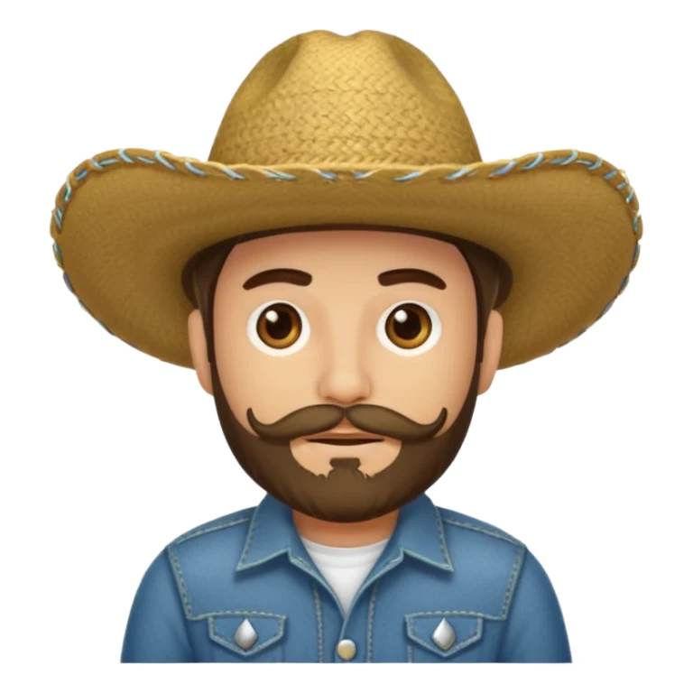 Un muchacho con sombrero vaquero y con barba completa sticker