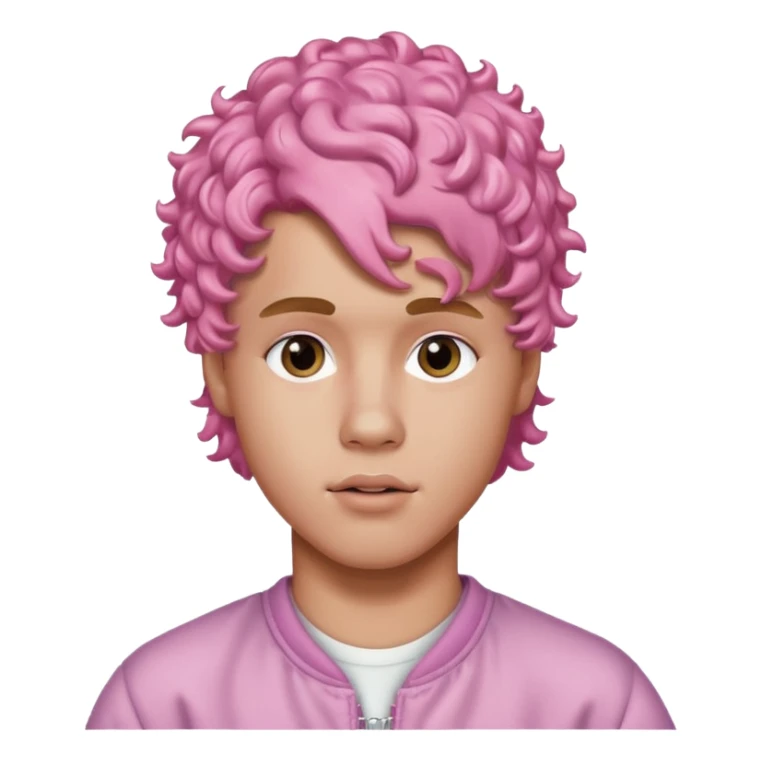 justin bieber with pink curly hair sticker