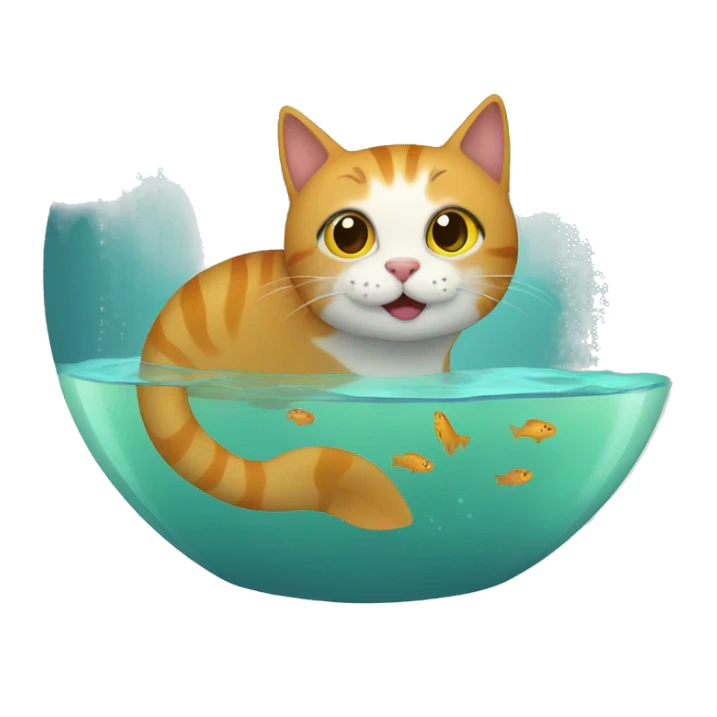 Cat in a fish bowl sticker