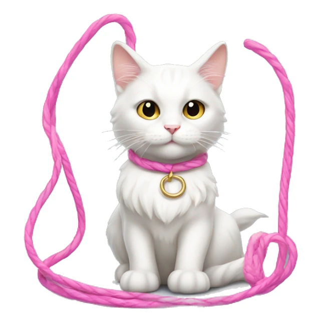 White cat with long hair and a pink lasso  sticker