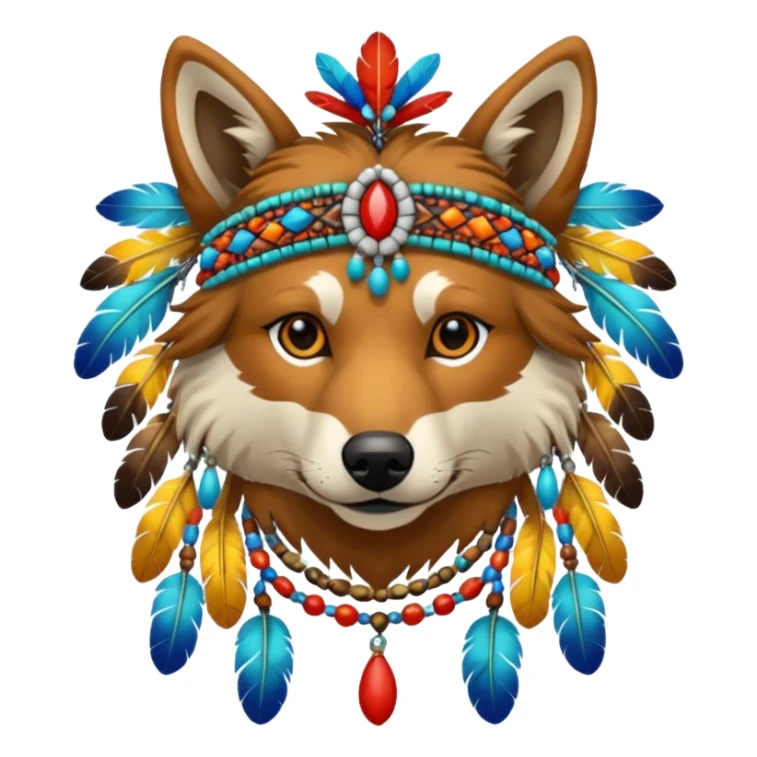 Shamanic Tribal Feathery Beaded All Dressed Up Colorful Patterned Marked Wild Feral Natural Realistic Canine (full body) sticker