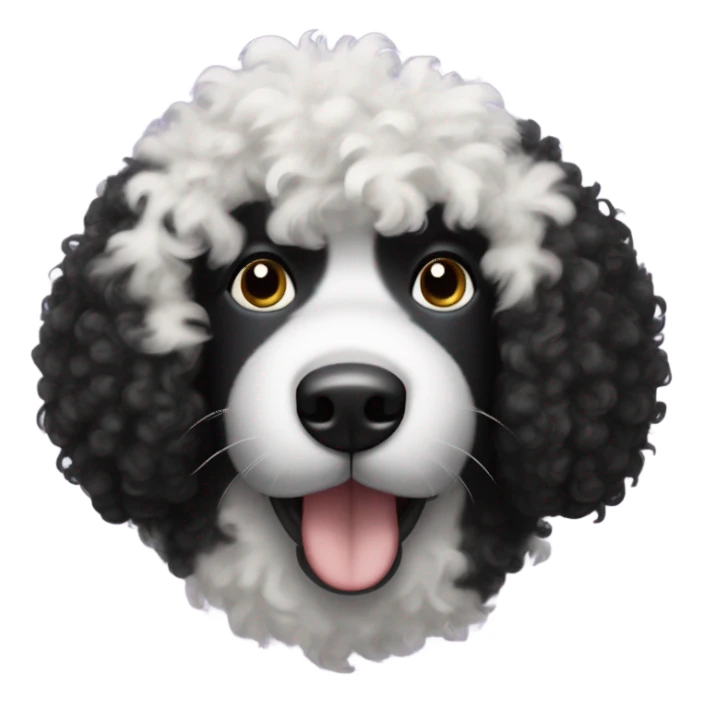 Black curly dog face with white snot sticker