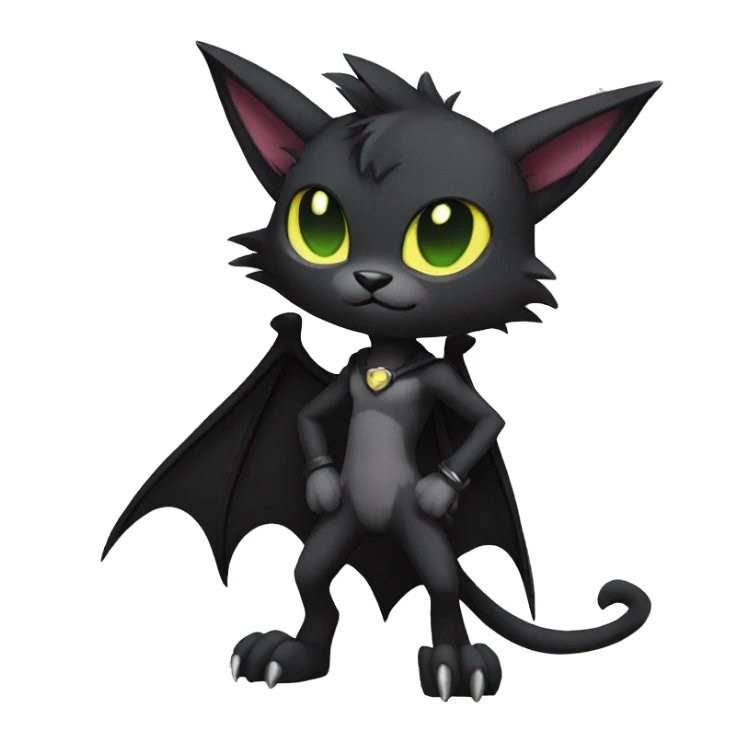 Black Anthro Cool Punk Bat-Cat-Fakemon-sona Full Body sticker