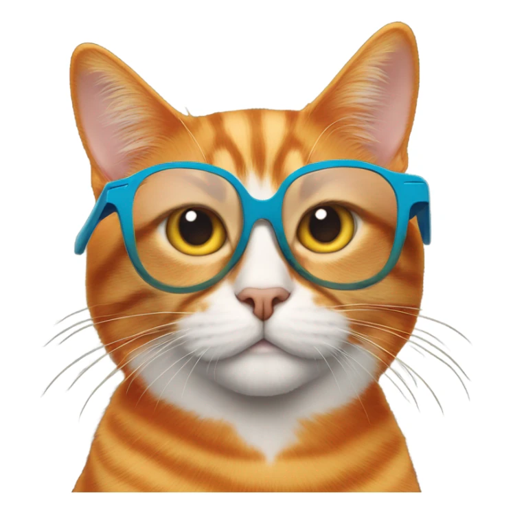 Orange cat with glasses with paperplanes on the lenses sticker