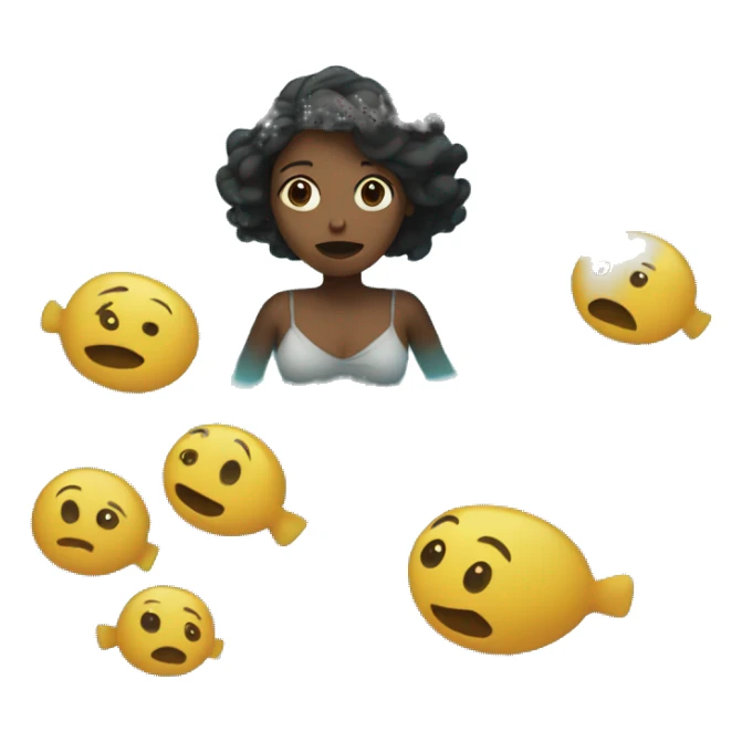 Woman floating In the middle of the ocean looking lost sticker