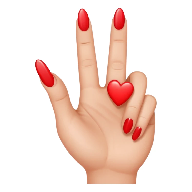 Middle finger emoji with a small heart on it's nail sticker