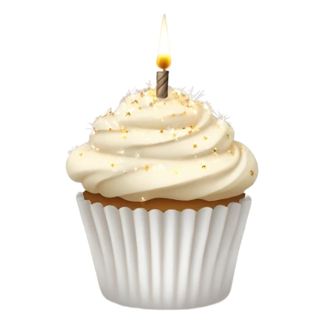 Total White beige cupcake with sparkler candles sticker