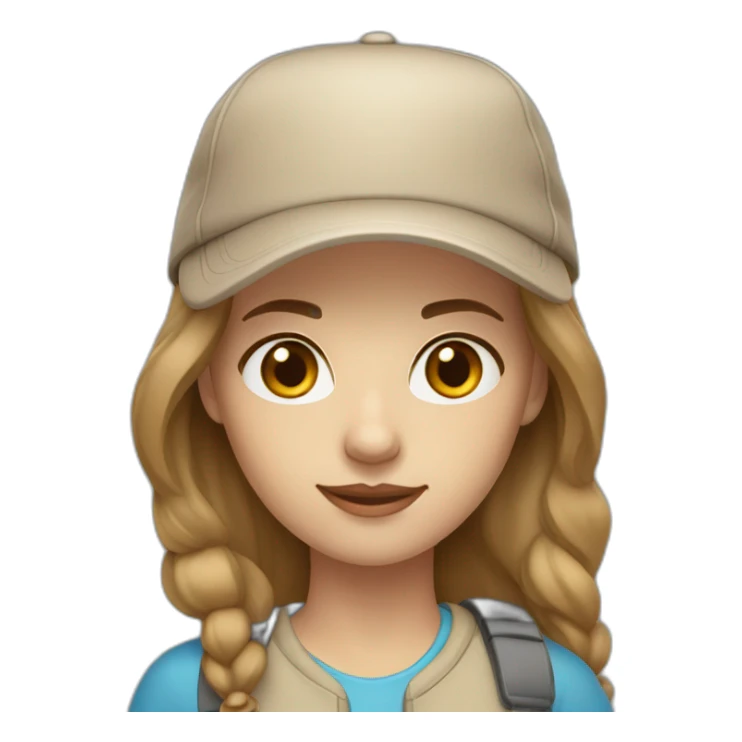 middle haired women light brown hair with beige cap and blue eyes  sticker