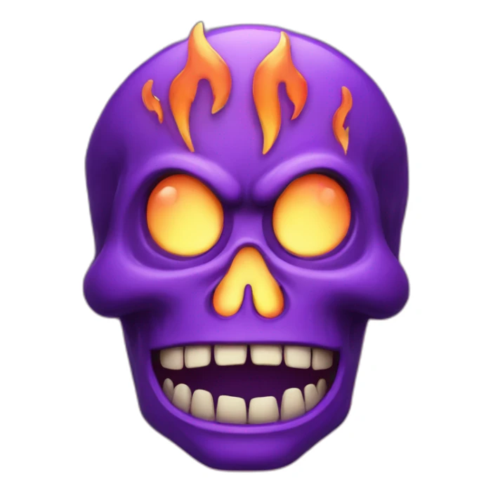 purple flaming skull face grinning angry moustache horns monster sticker