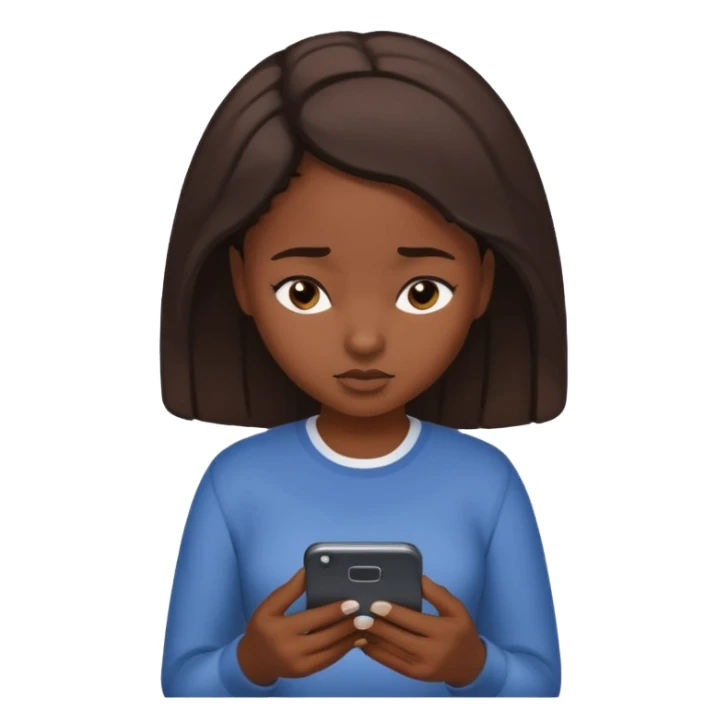 African American girl looking down at her phone sticker