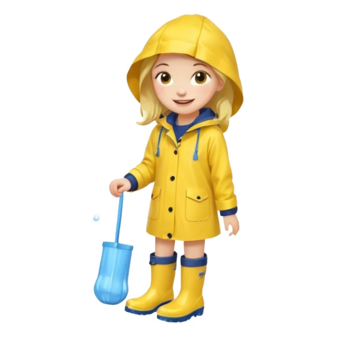 Girl in a yellow raincoat and rain boots  sticker