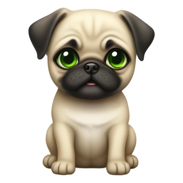 Cute Baby pug with big green eyes smiling  sticker