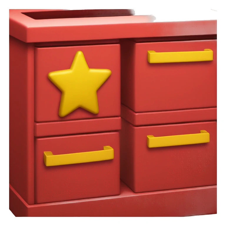 a red box with a yellow m on it and yellow handles on the top  sticker