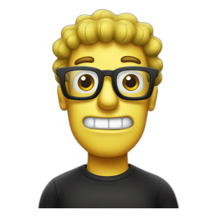 spongebob wearing glasses and a black shirt sticker