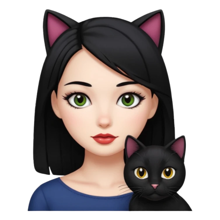 girl with black hair long makeup pretty 🐈‍⬛ sticker
