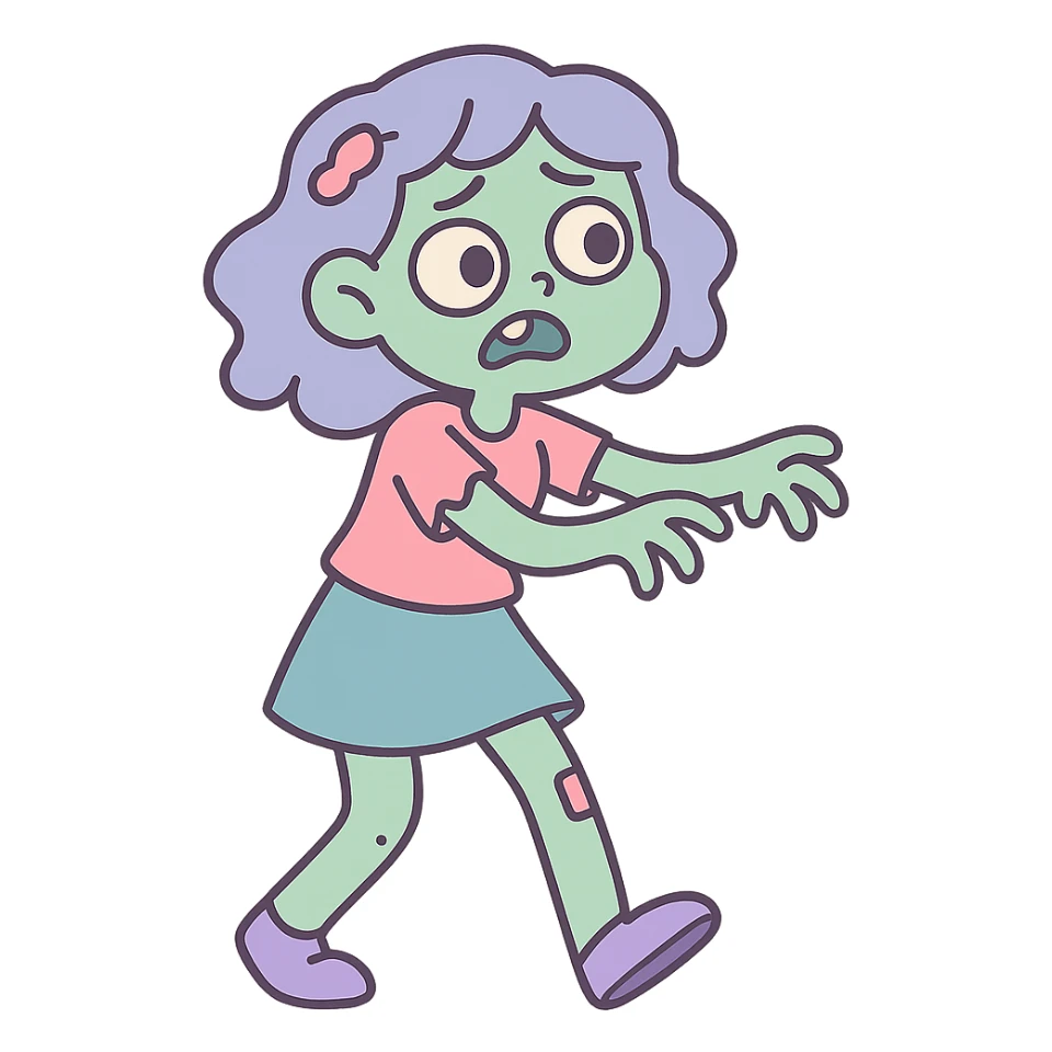 Zombie girl, pastel toon style sticker