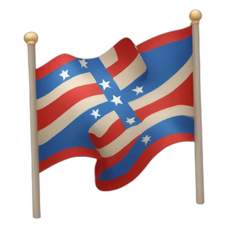 Flag with a blue diagonale cross with 15 white stars on a red field sticker