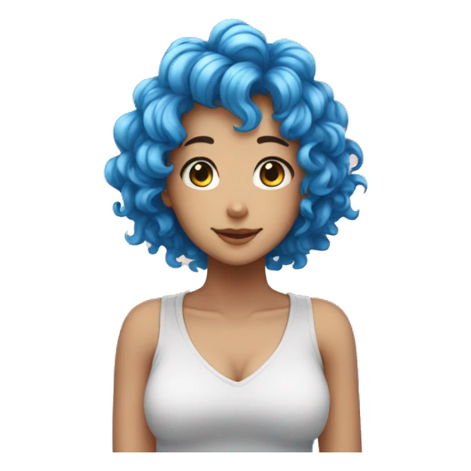 Anime girl with blue curly hair  sticker