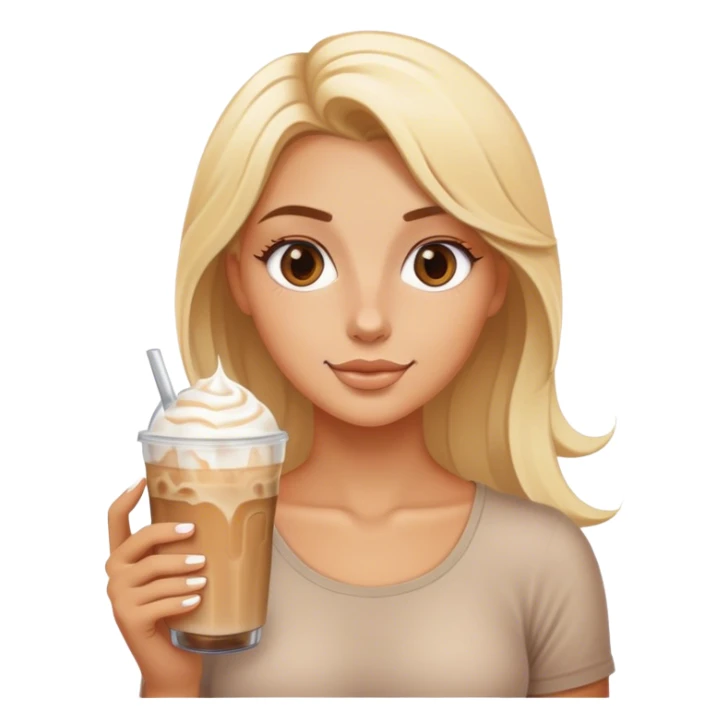 Blonde tanned girl with iced latte sticker