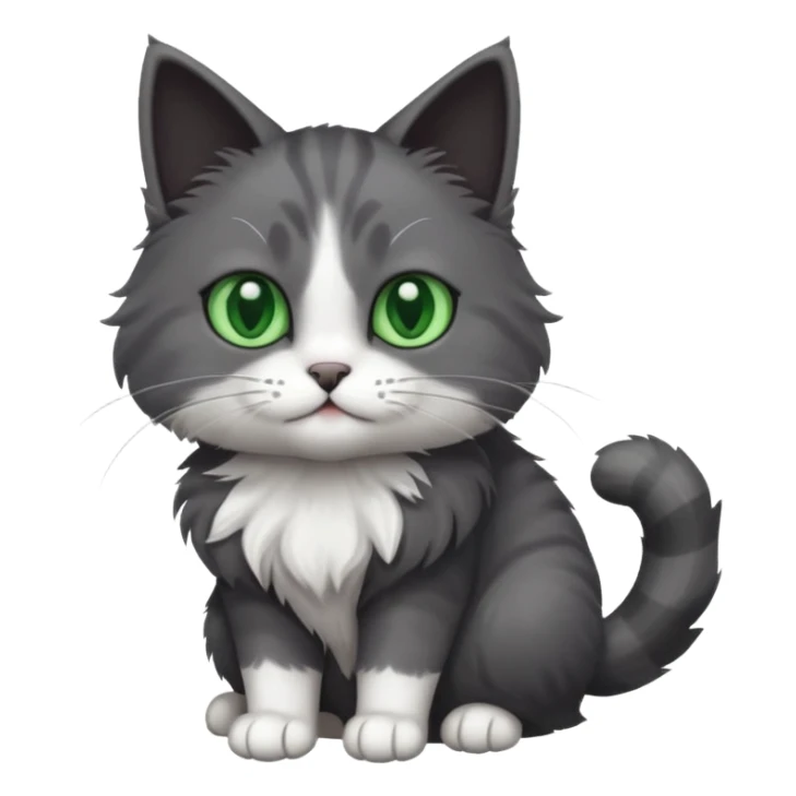 one dark grey and white cat and one completely solid dark grey cat with green eyes and only white paws sticker