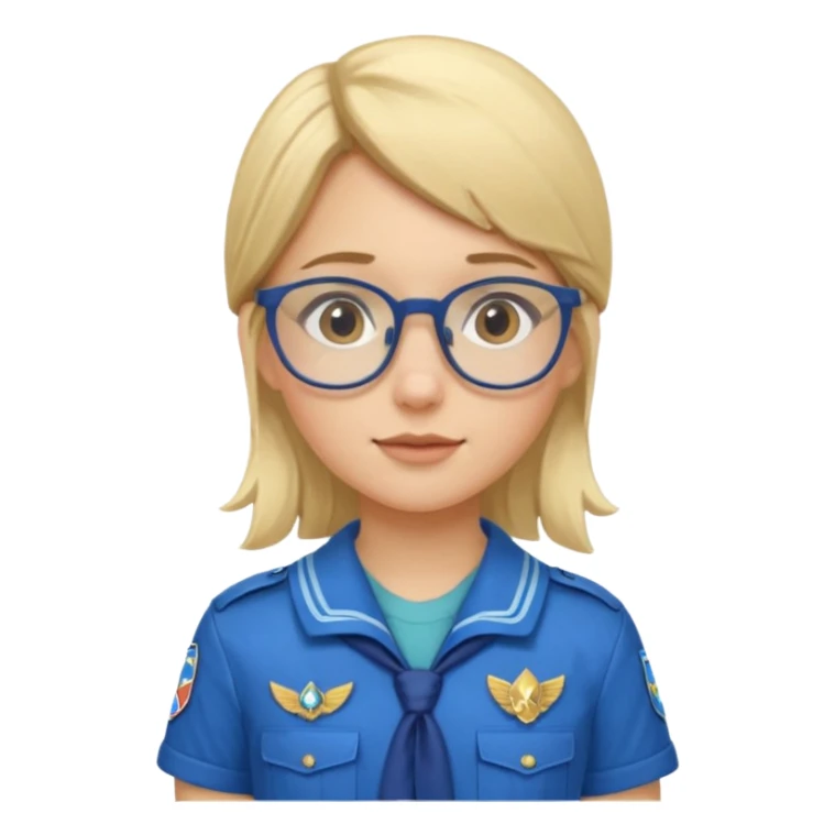 scout girl with blue scout uniform, blonde haired and glassess sticker