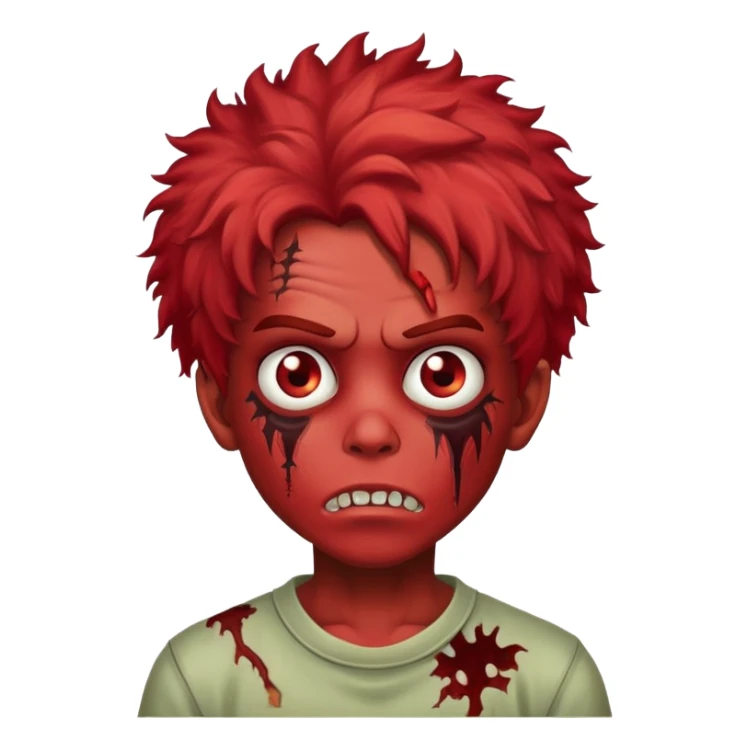 Boy zombie with kinky hair red sticker