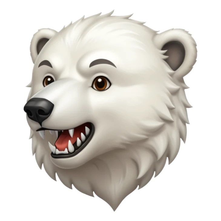 Polar bear with brown fur, saber fangs and a wolf’s tail sticker