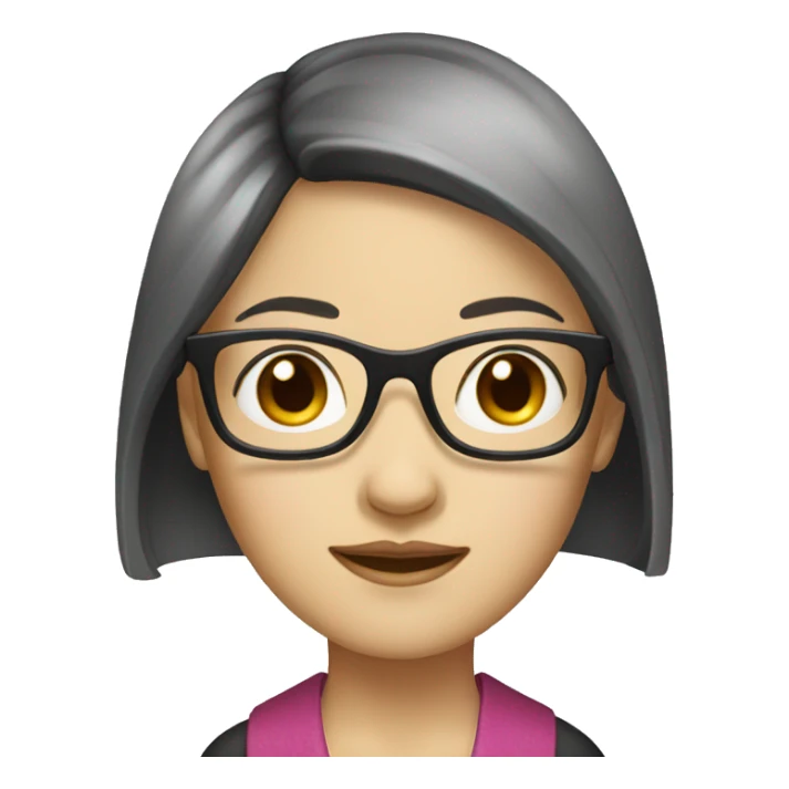 chinese lady with straight hair, wearing glasses sticker