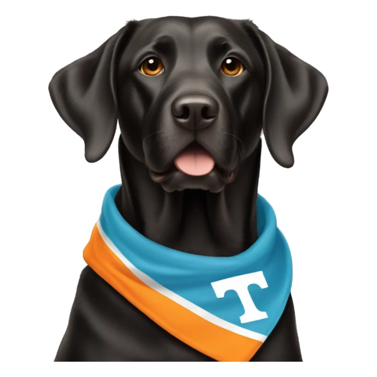 Black lab wearing university Tennessee orange sticker