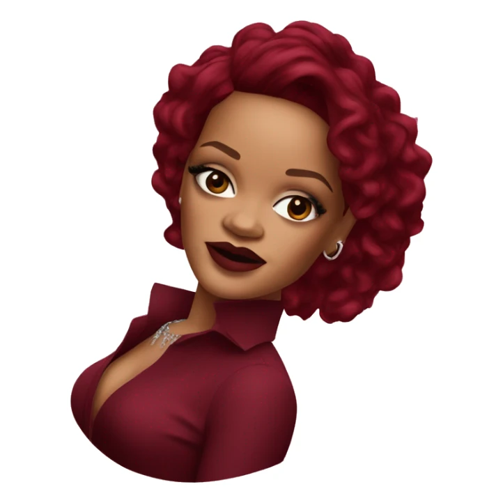 realistic singer Rihanna in a burgundy dress sticker