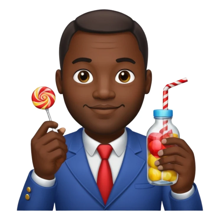 Big Sexy black man hold a bottle and a lollipop sticker