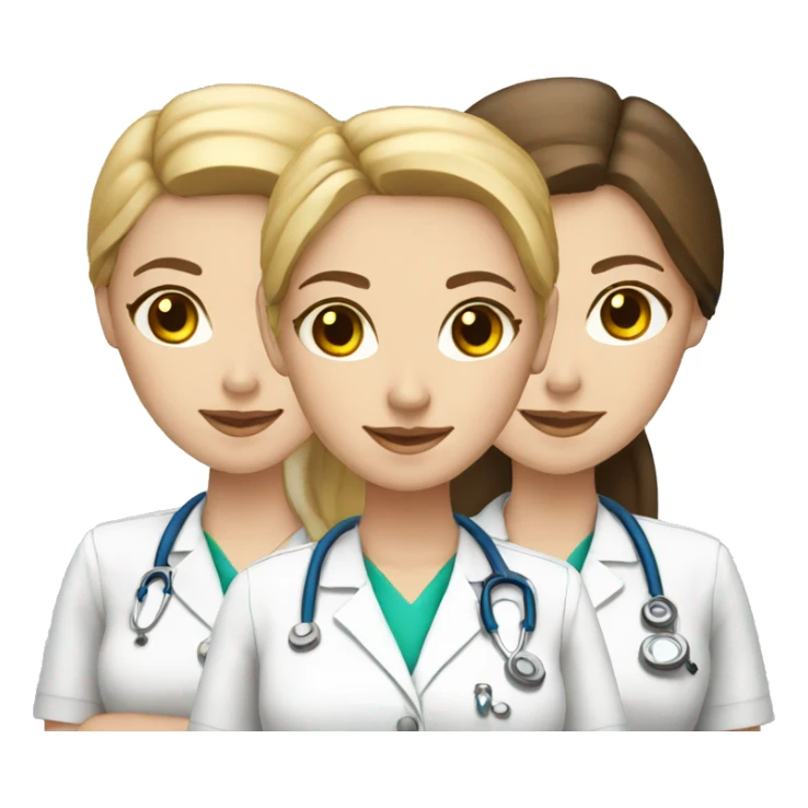 three female pale-skinned nurse friends sticker