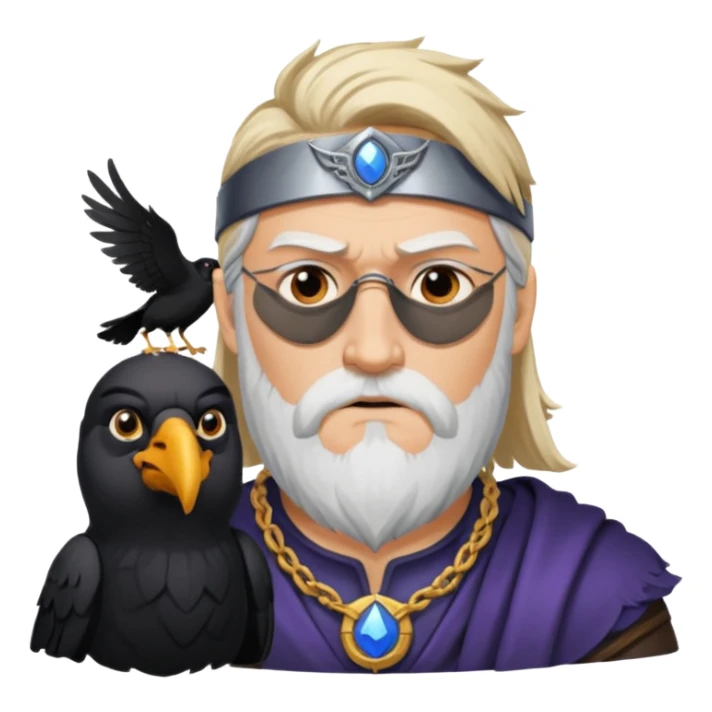 norse god odin with one eyepatch on his left eye and raven on his shoulder sticker
