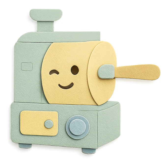 small home coffee roaster machine winking, soft pastel colors sticker