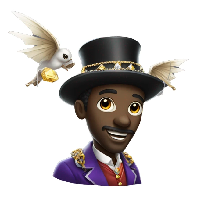 a flying rich black magician, wearing diamond chains sticker