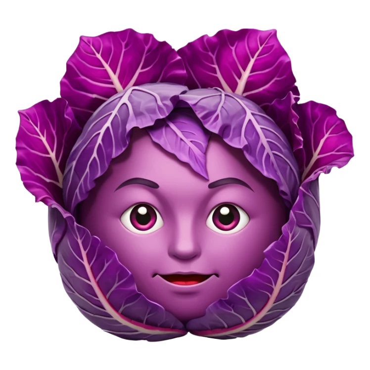 Red cabbage shreds without bowl with big cabbage head in the background sticker