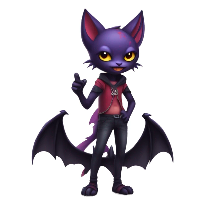 Anthro Kawaii Edgy Cool Vampiric Demonic Beautiful Noibat-Litten with big Bat Ears full body sticker
