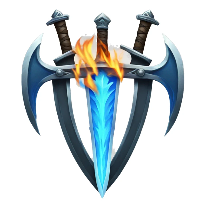 crossed swords with a blue flame in the back sticker