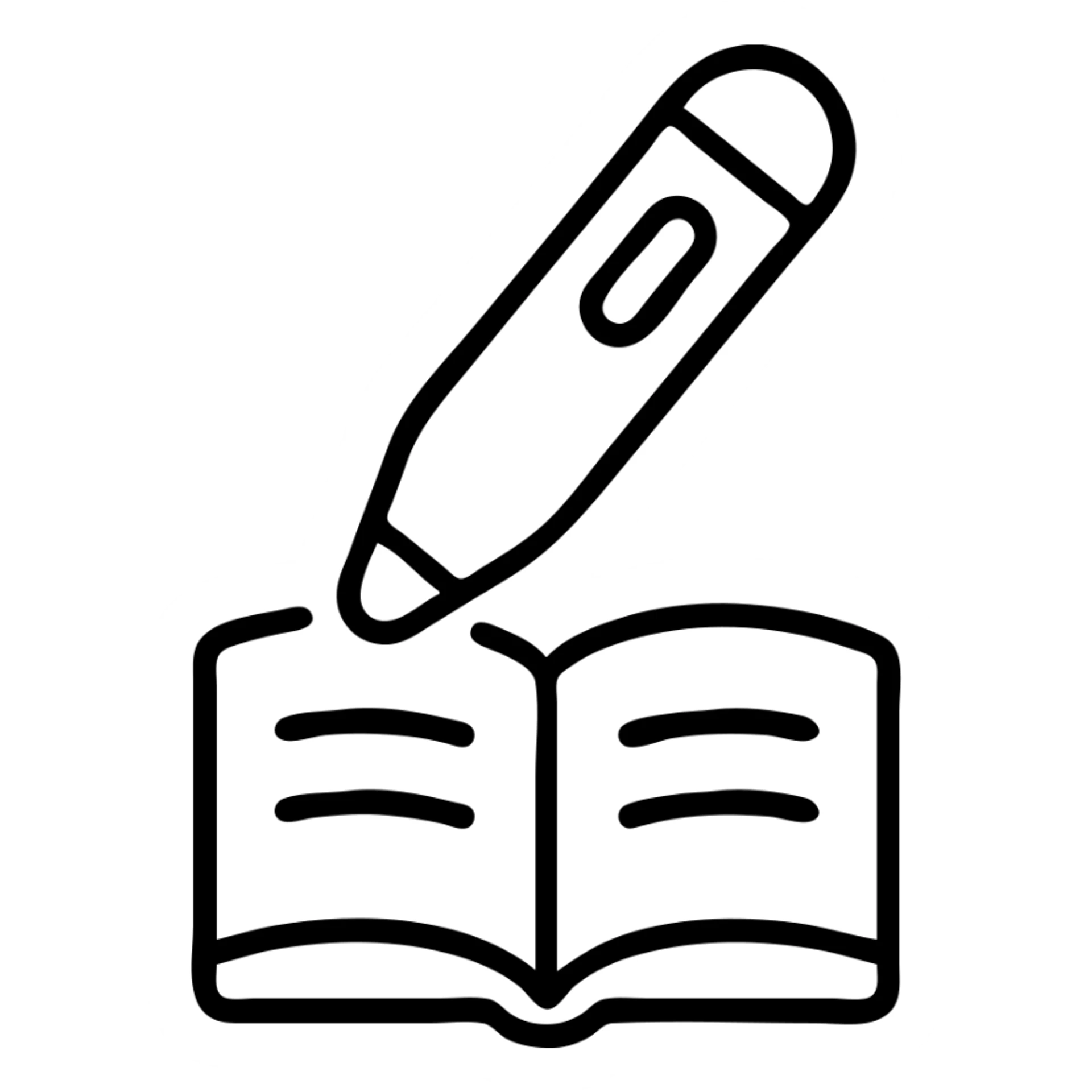 outlined reading pen icon sticker