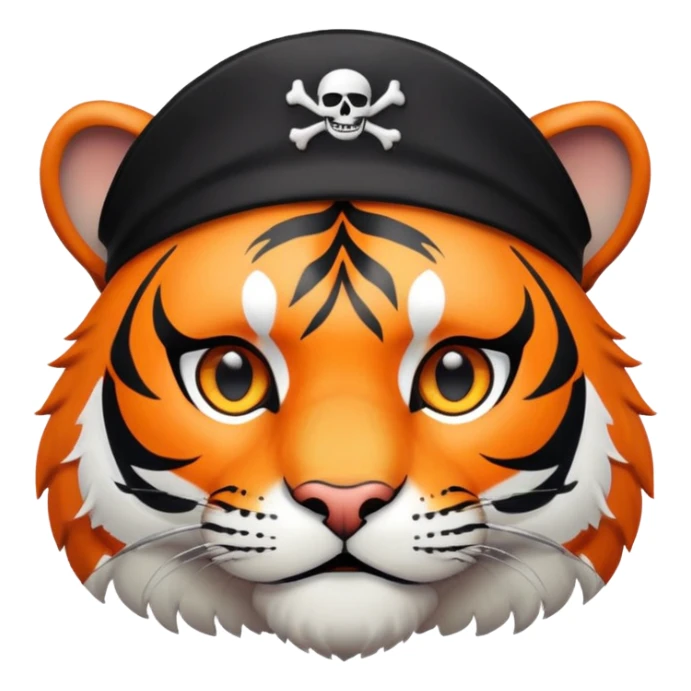 pirate tiger face with eye patch and captain hat for Twitch emote sticker