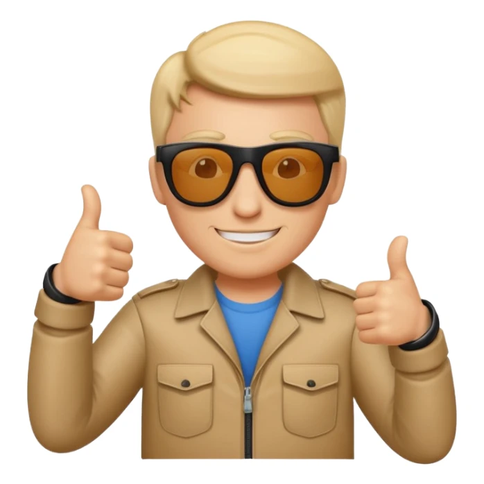 cool confident character emoji for grandingo with sunglasses and thumbs up sticker
