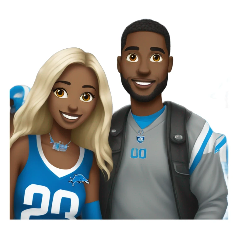 Young Black couple at Detroit lions game sticker