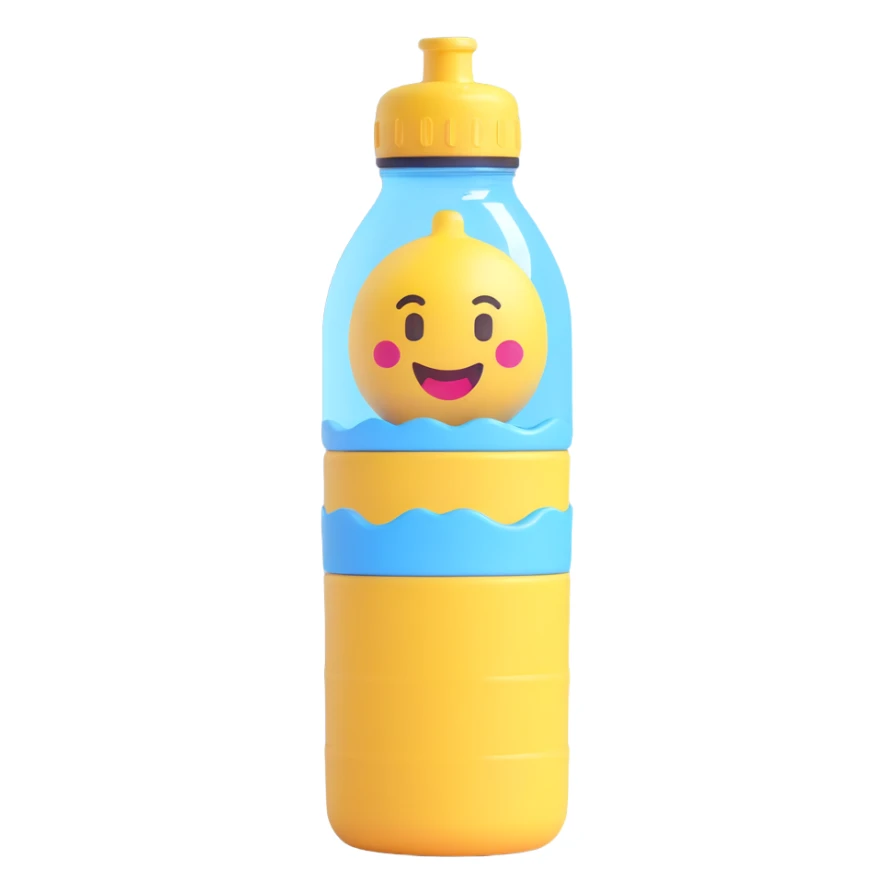 reusable water bottle emoji, representing eco-friendly habits, modern emoji style sticker