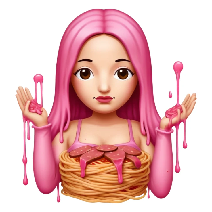 SPAM meat melted pink dripping sauce spaghetti dress monalisa portrait sticker